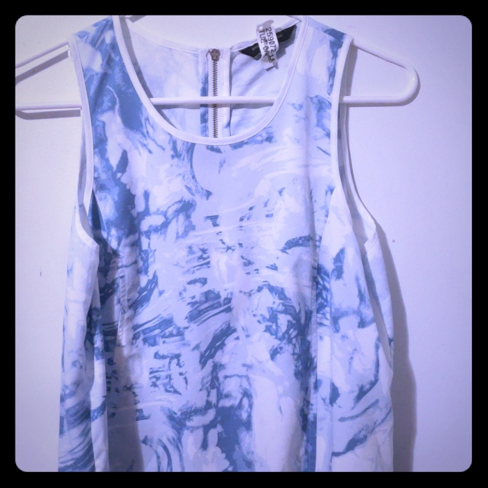 Blue and white tank top blouse